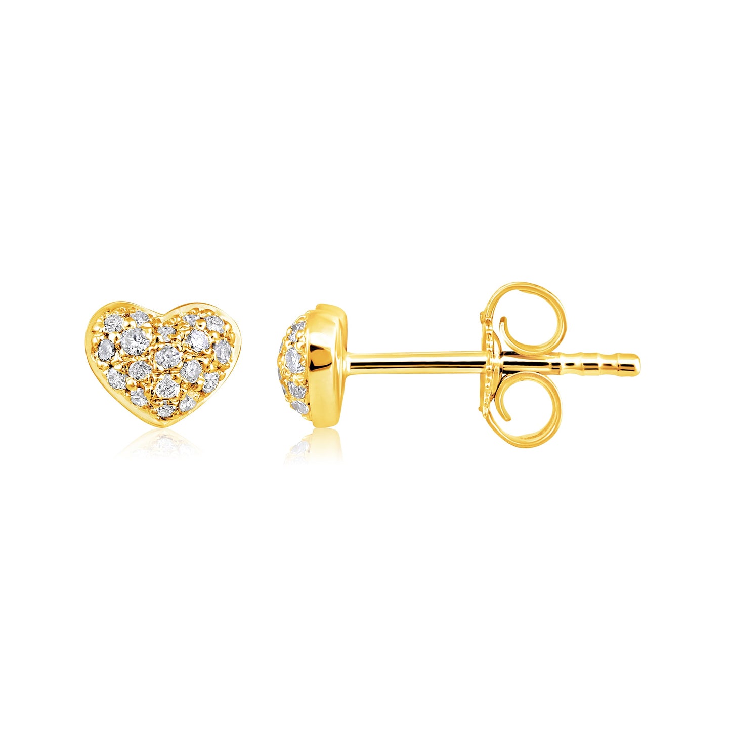 Solid Gold 0.13ct Natural Diamond Dome Heart Multi Pierce Stud Earrings