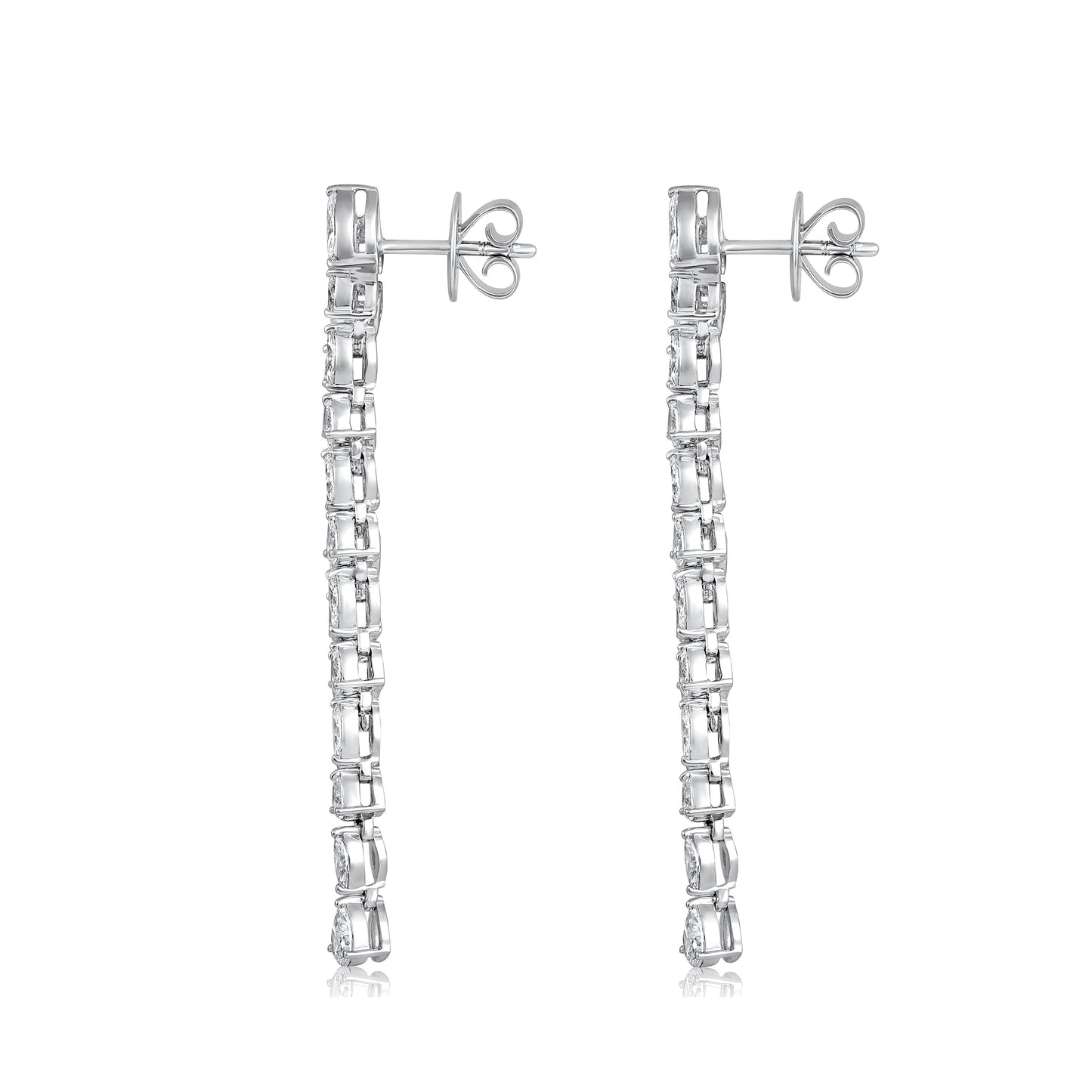 Solid Gold 3ct Natural Diamond 45mm Pear Marquise Drop Earrings