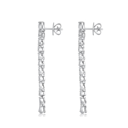 Solid Gold 3ct Natural Diamond 45mm Pear Marquise Drop Earrings