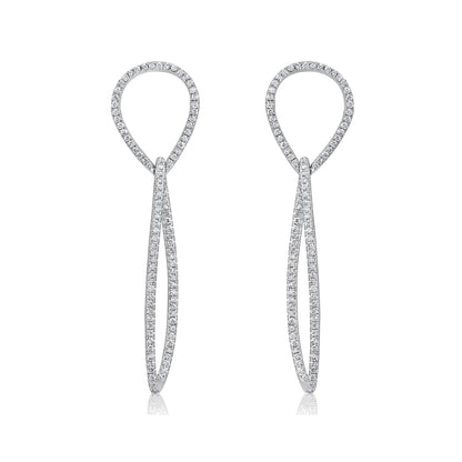 Solid Gold 0.4ct Natural Diamond Infinity Loop Dangle Drop Earrings