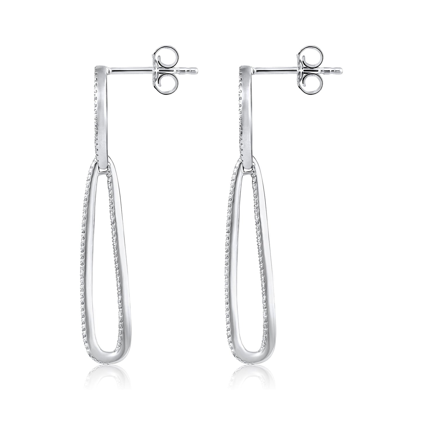 Solid Gold 0.4ct Natural Diamond Infinity Loop Dangle Drop Earrings