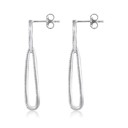 Solid Gold 0.4ct Natural Diamond Infinity Loop Dangle Drop Earrings