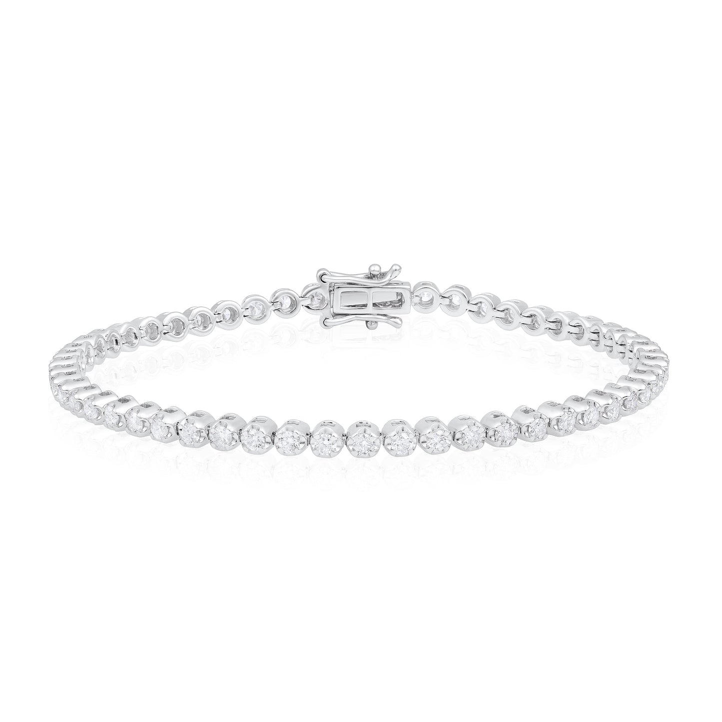 Solid Gold 1.9ct Natural Diamond 3.25mm Tiger Tennis Bracelet