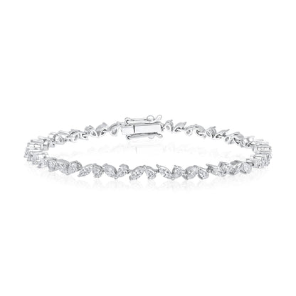 Solid Gold 4ct Natural Diamond Pear Marquise Tennis Bracelet