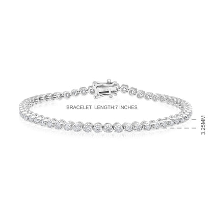 Solid Gold 3.2ct Natural Diamond 3.25mm Tiger Tennis Bracelet