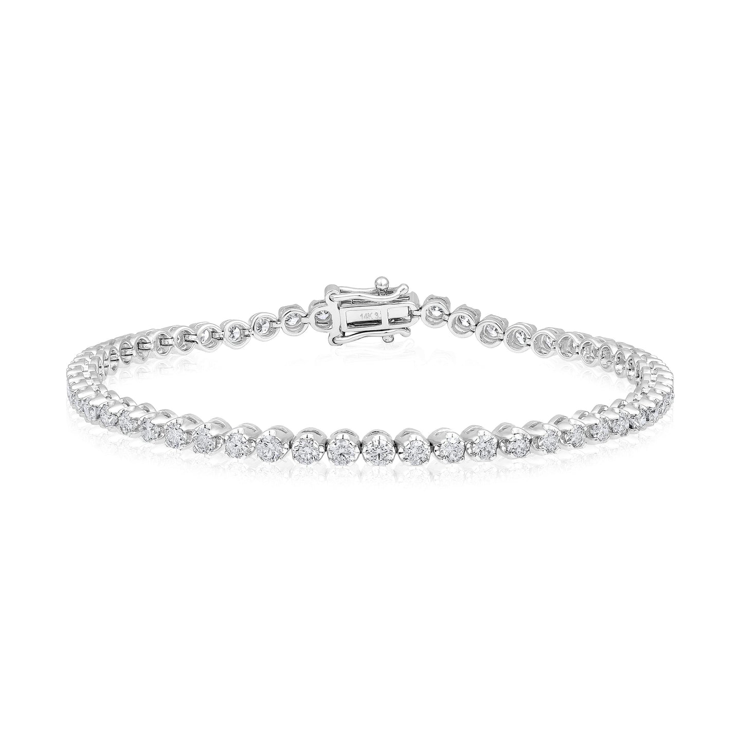 Solid Gold 3.2ct Natural Diamond 3.25mm Tiger Tennis Bracelet