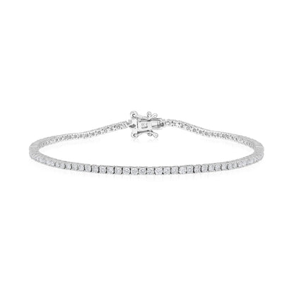 Solid Gold 2ct Natural Diamond 1.9mm 4 Prong Tennis Bracelet