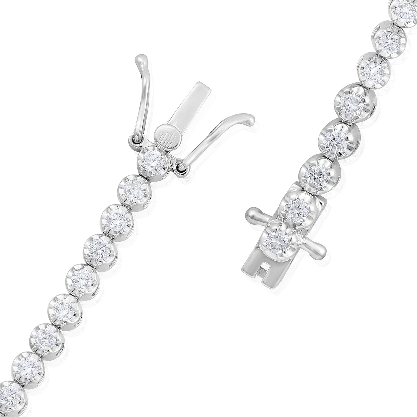 Solid Gold 1.9ct Natural Diamond 3.25mm Tiger Tennis Bracelet
