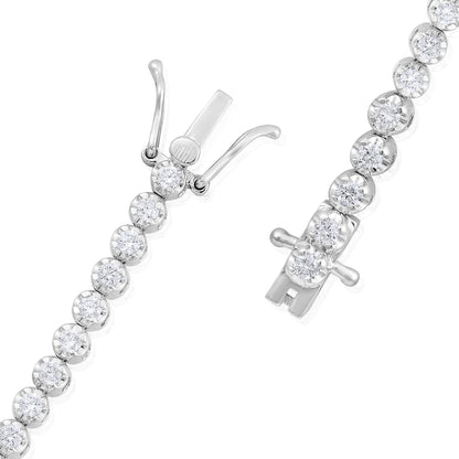 Solid Gold 1.9ct Natural Diamond 3.25mm Tiger Tennis Bracelet