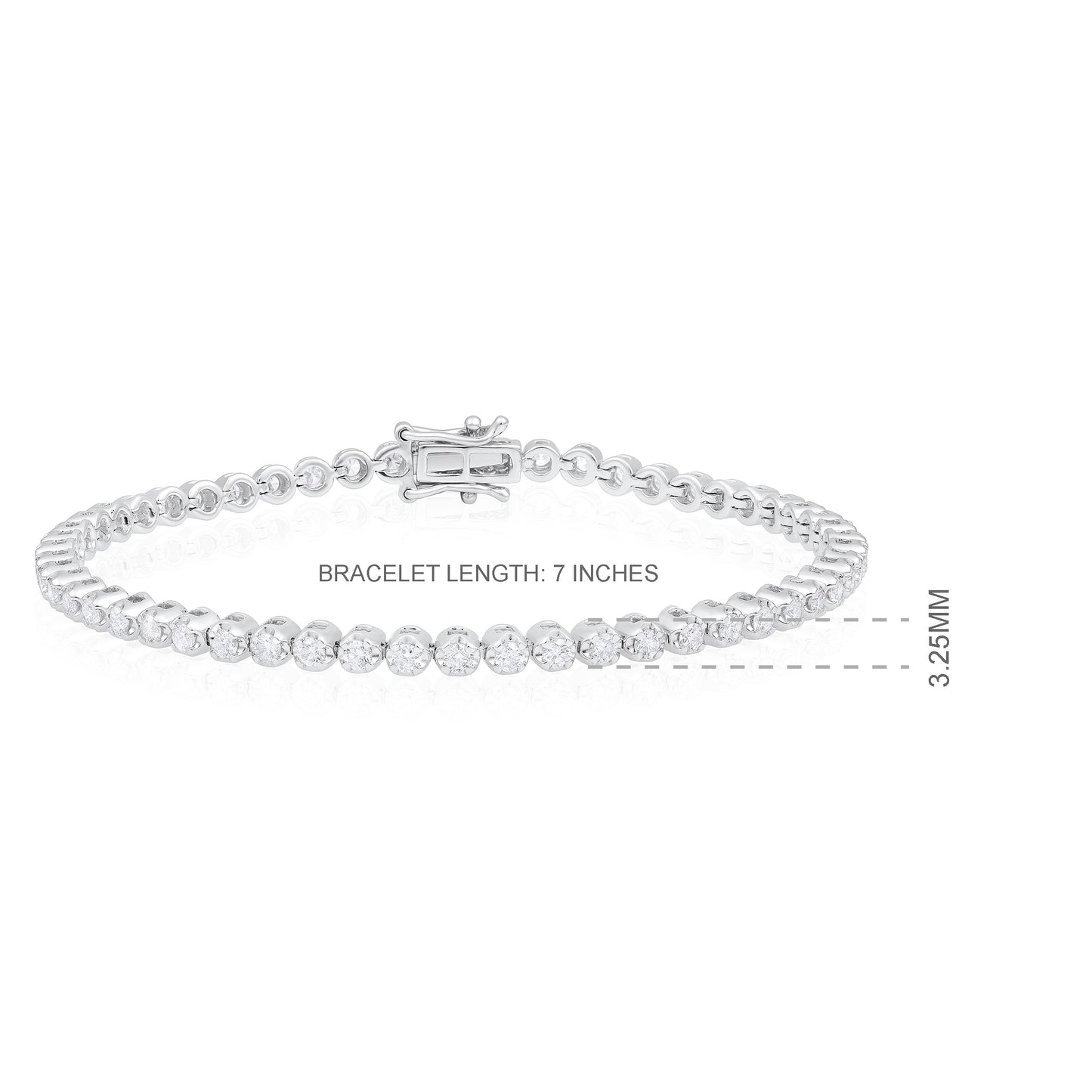 Solid Gold 1.9ct Natural Diamond 3.25mm Tiger Tennis Bracelet