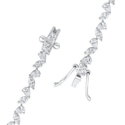 Solid Gold 4ct Natural Diamond Pear Marquise Tennis Bracelet