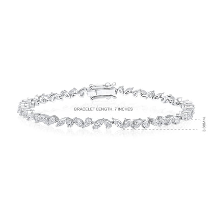 Solid Gold 4ct Natural Diamond Pear Marquise Tennis Bracelet