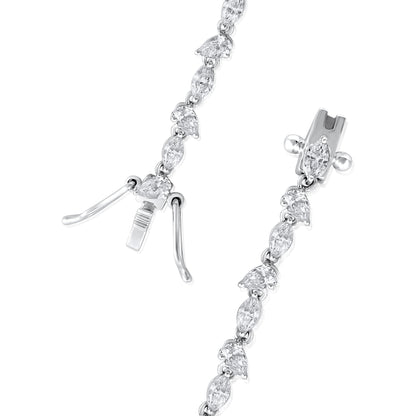 Solid Gold 3.9ct Natural Diamond Pear Marquise Tennis Bracelet