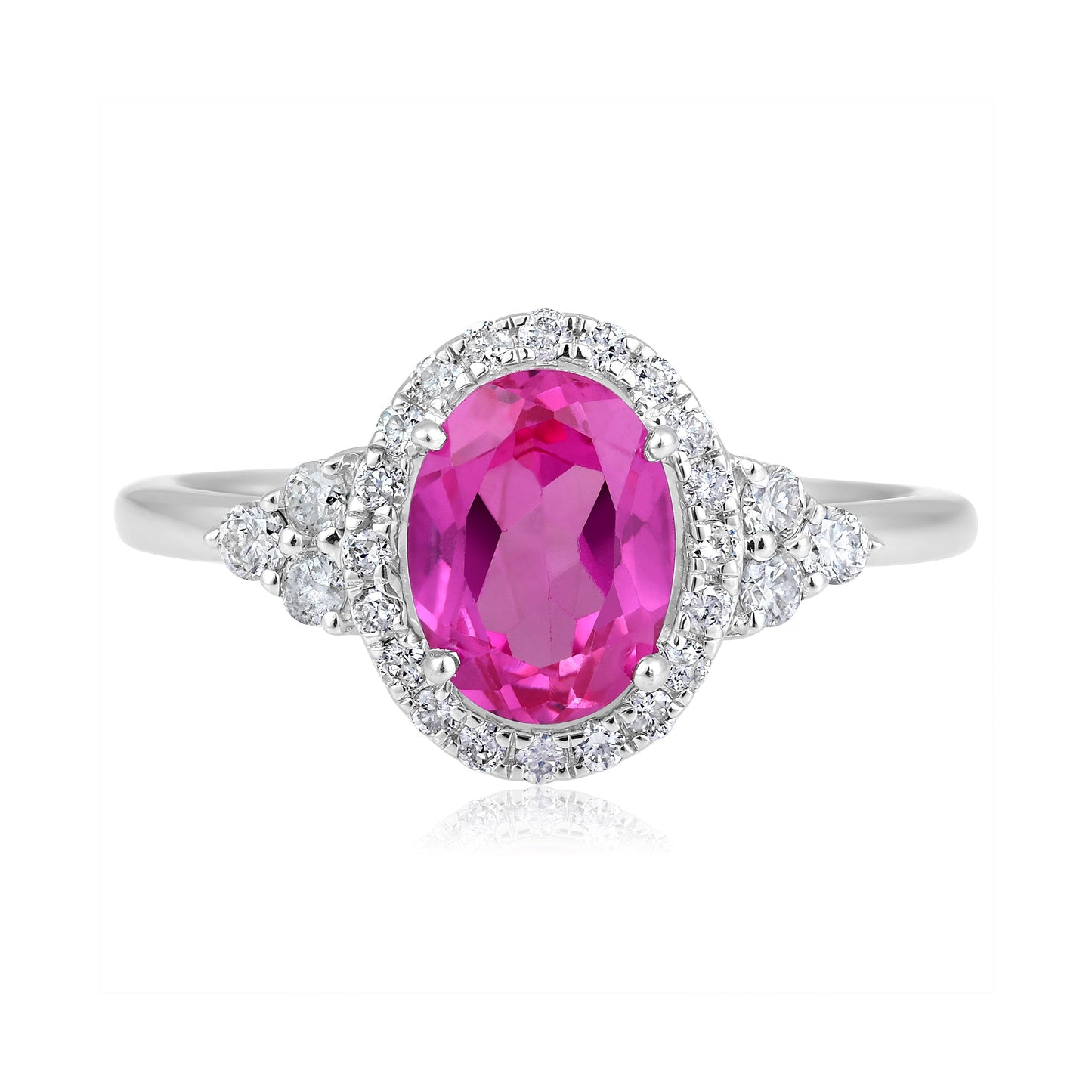 Solid Gold 1.9ct Natural Diamond w/ Ruby Oval Solitaire Ring