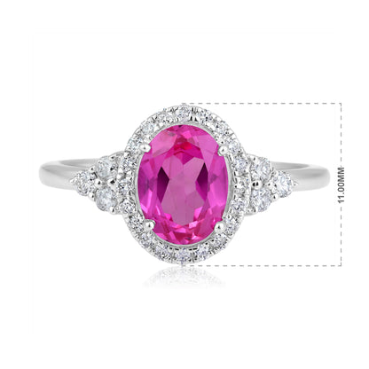 Solid Gold 1.9ct Natural Diamond w/ Ruby Oval Solitaire Ring