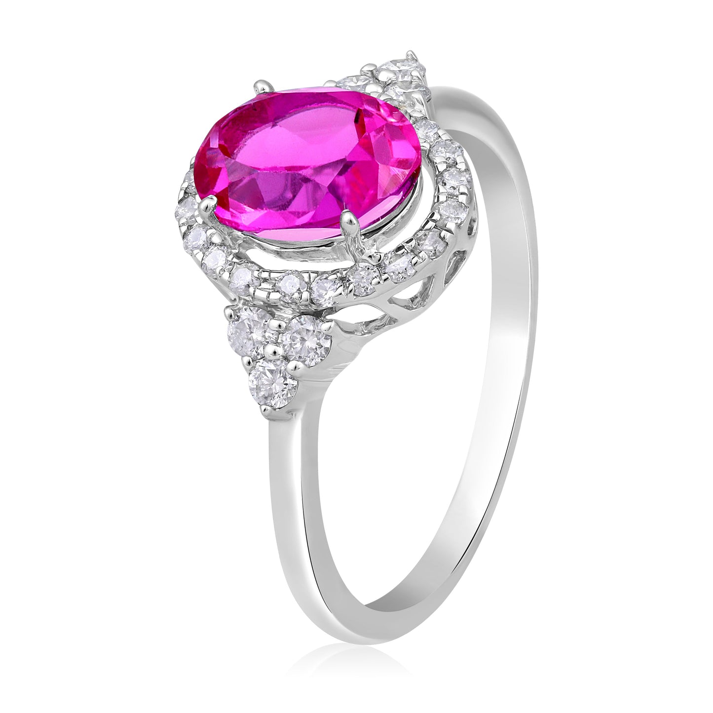 Solid Gold 1.9ct Natural Diamond w/ Ruby Oval Solitaire Ring