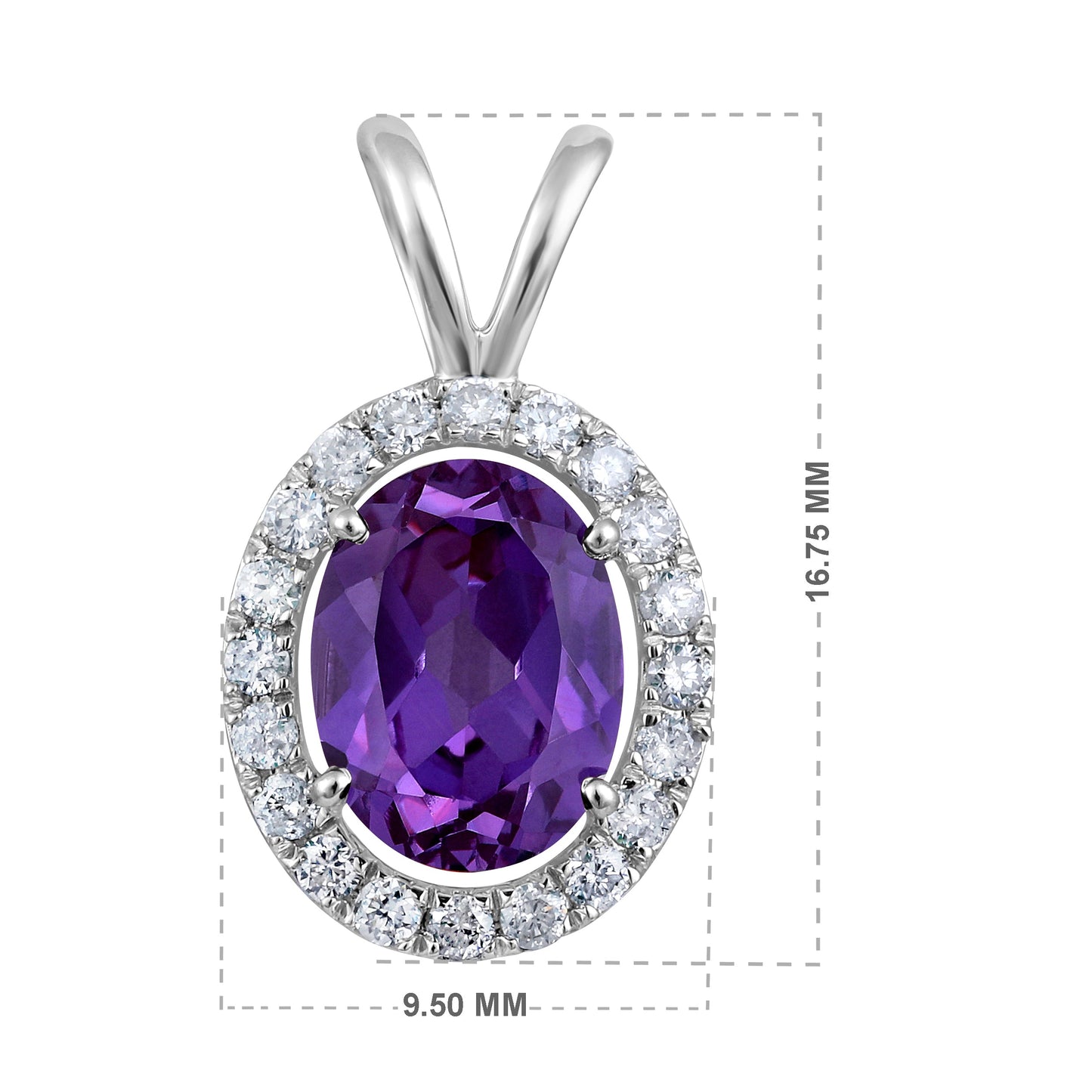 Solid Gold 2.1ct Natural Diamond w/ Alexandrite Oval Pendant