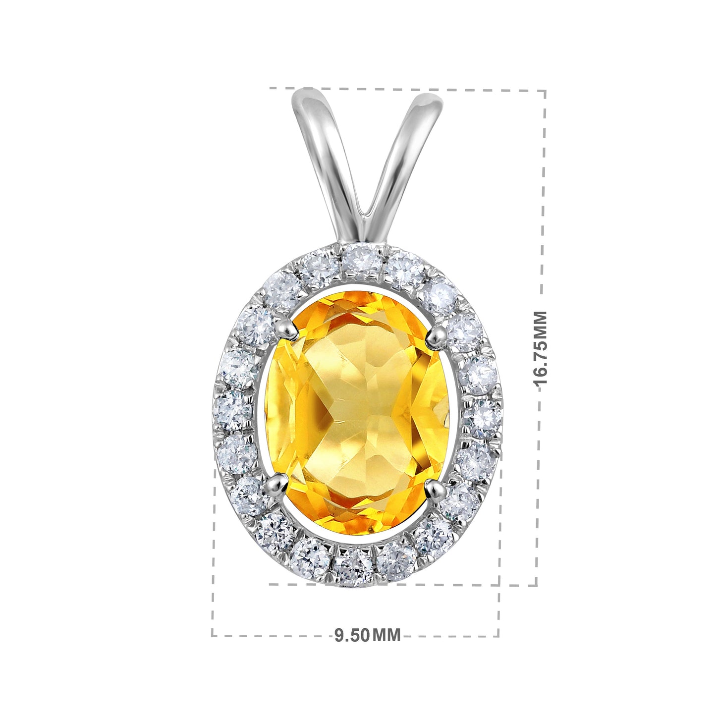 Solid Gold 1.3ct Natural Diamond w/ Citrine Oval Pendant