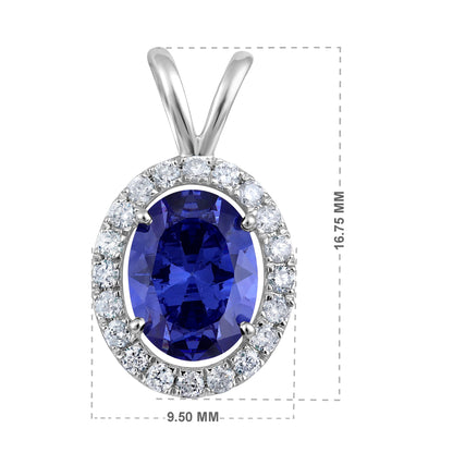 Solid Gold 2.2ct Natural Diamond w/ Tanzanite Oval Pendant