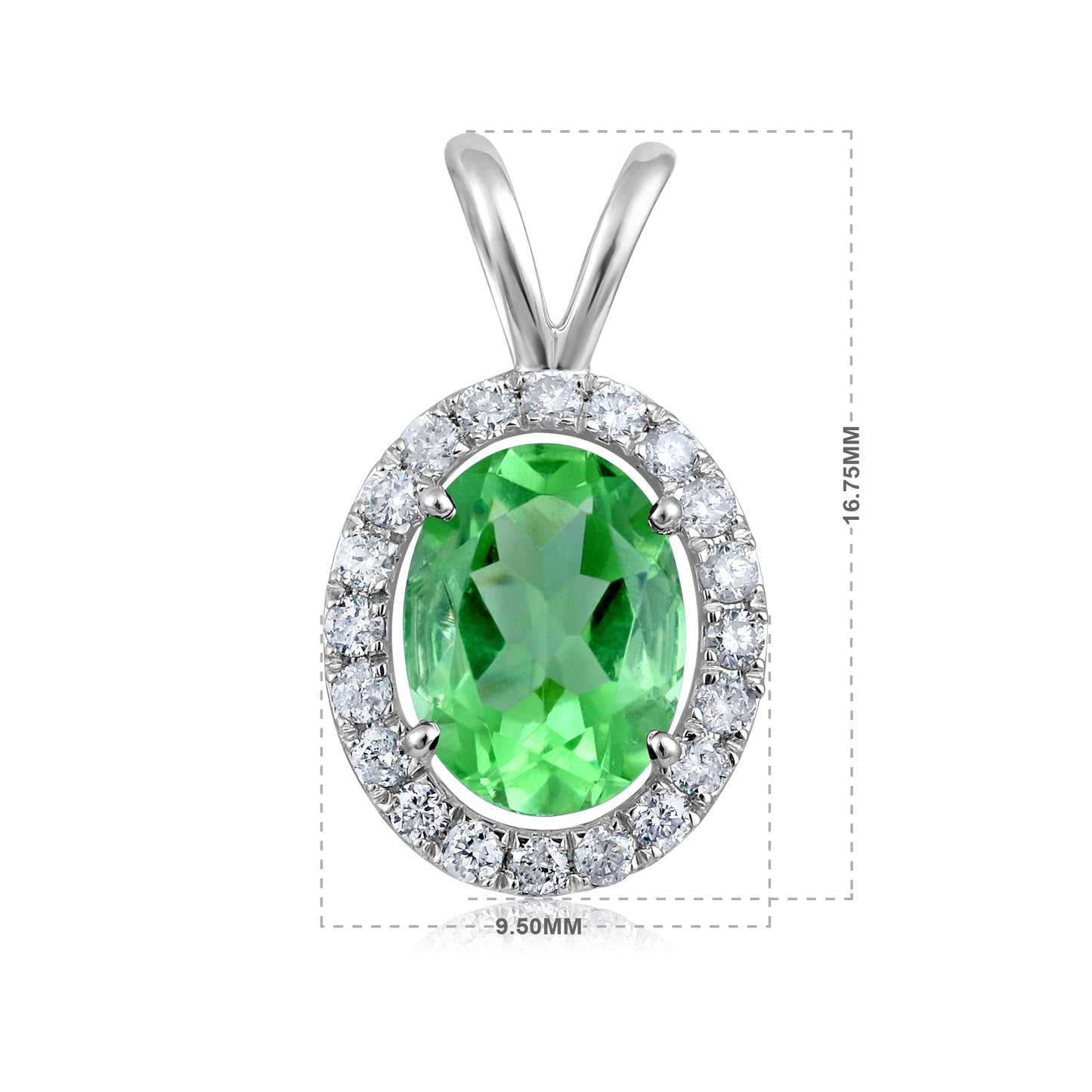 Solid Gold 1.3ct Natural Diamond w/ Peridot Oval Pendant Only
