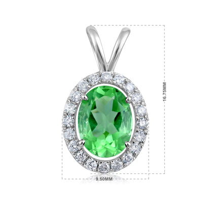 Solid Gold 1.3ct Natural Diamond w/ Peridot Oval Pendant Only
