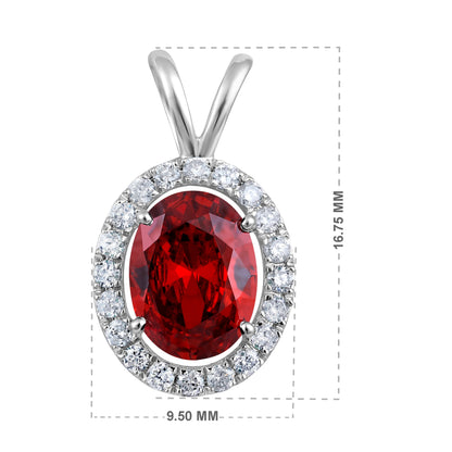Solid Gold 2.1ct Natural Diamond w/ Garnet Oval Pendant