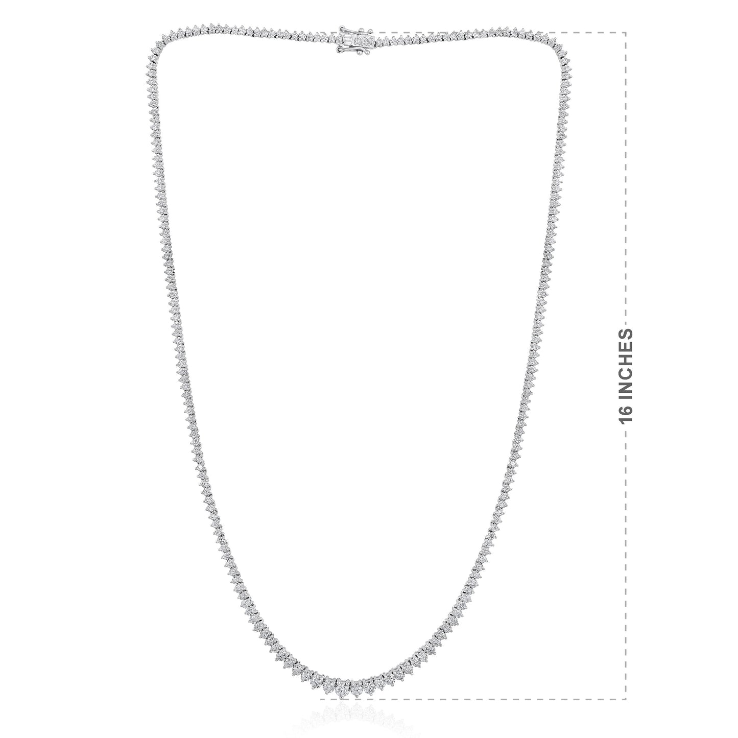 Solid Gold 4.2ct Natural Diamond Graduated 3 Prong Tennis Necklace