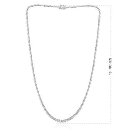 Solid Gold 4.2ct Natural Diamond Graduated 3 Prong Tennis Necklace