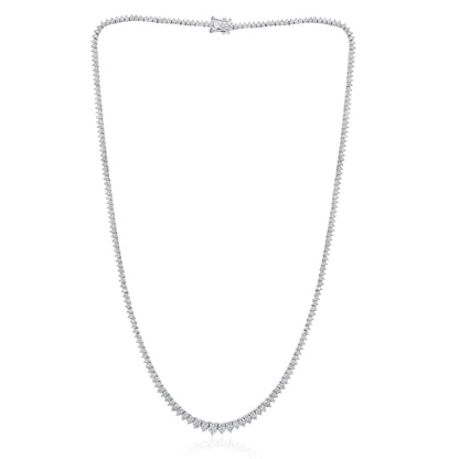 Solid Gold 4.2ct Natural Diamond Graduated 3 Prong Tennis Necklace