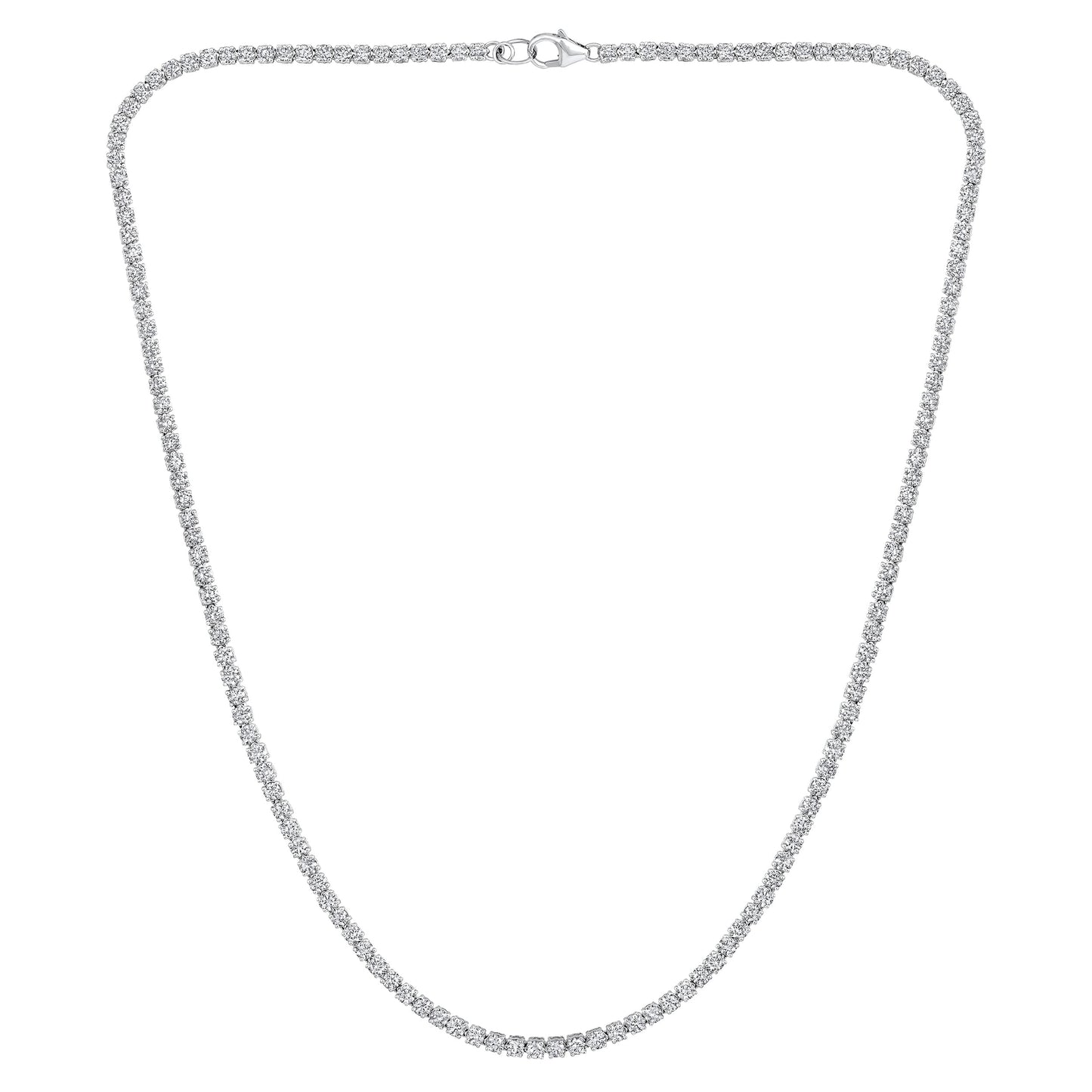 Solid Gold 6.1ct Natural Diamond 2.6mm 4 Prong Tennis Necklace