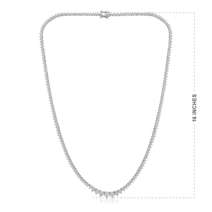 Solid Gold 6ct Natural Diamond Graduated 3 Prong Tennis Necklace