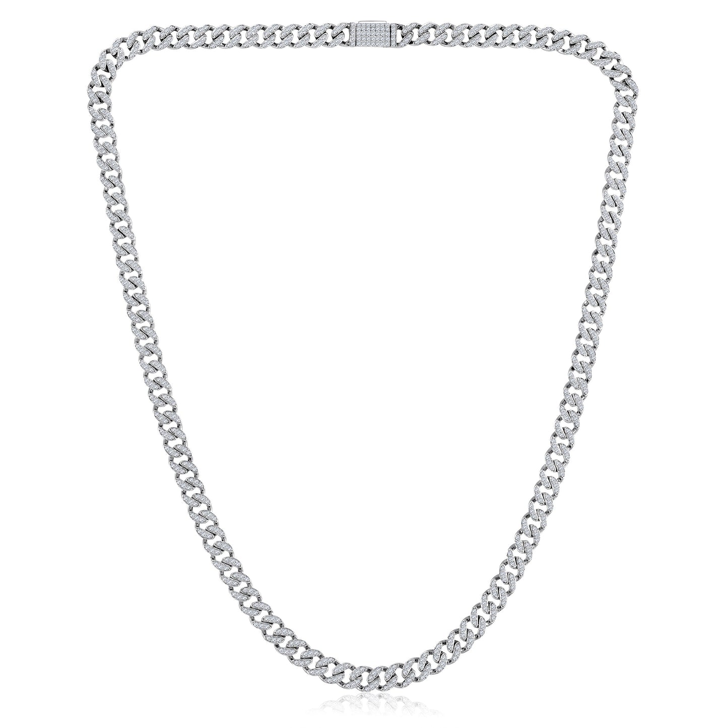 Solid Gold 3ct Natural Diamond 5.3mm Cuban Chain Link Necklace