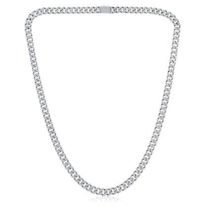 Solid Gold 3ct Natural Diamond 5.3mm Cuban Chain Link Necklace