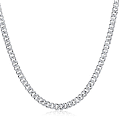 Solid Gold 3ct Natural Diamond 5.3mm Cuban Chain Link Necklace