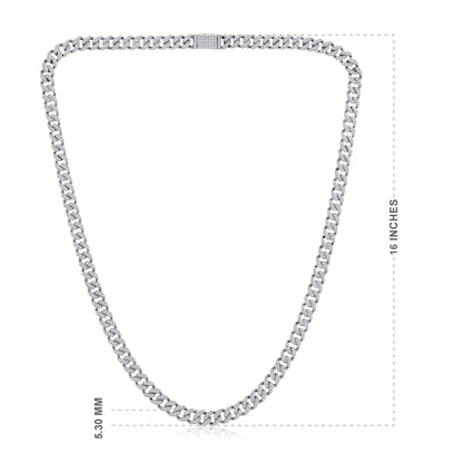 Solid Gold 3ct Natural Diamond 5.3mm Cuban Chain Link Necklace