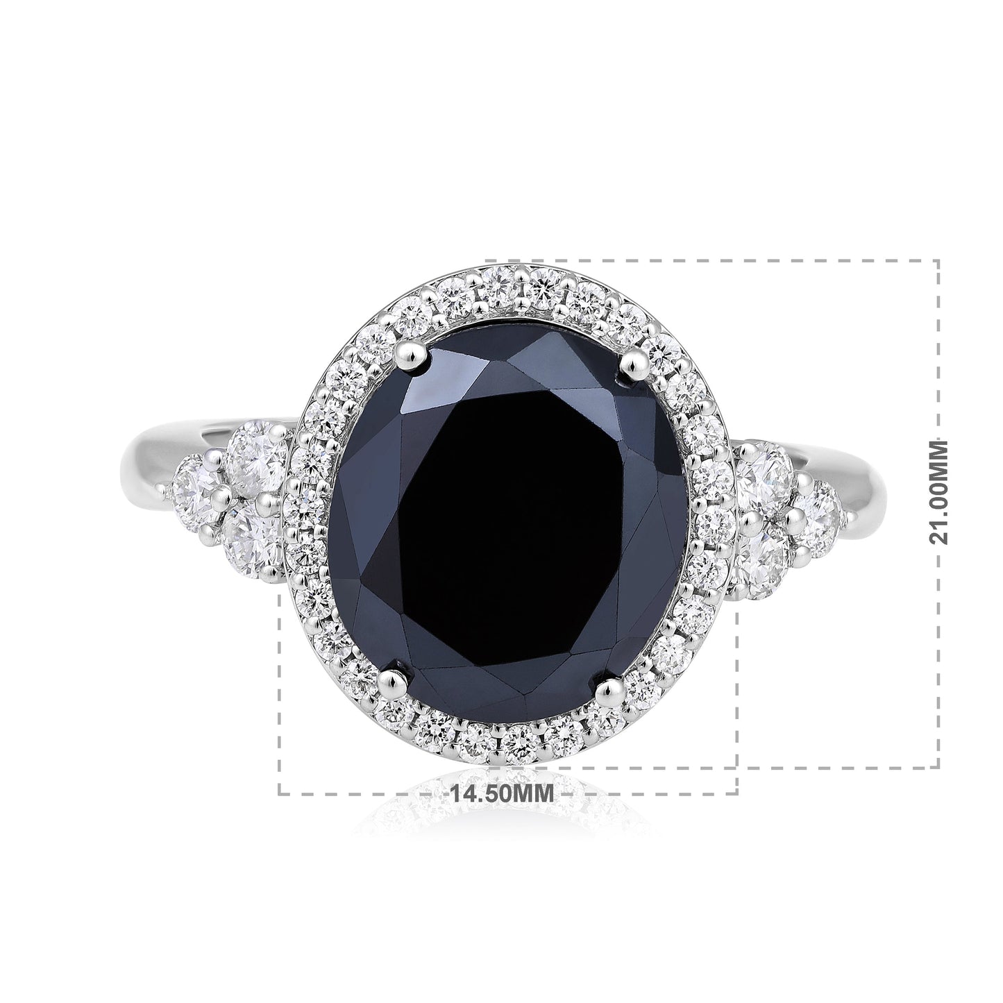 Solid Gold 5.43ct Natural Diamond w/ Black Diamond Round Ring
