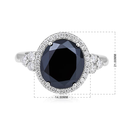 Solid Gold 5.43ct Natural Diamond w/ Black Diamond Round Ring
