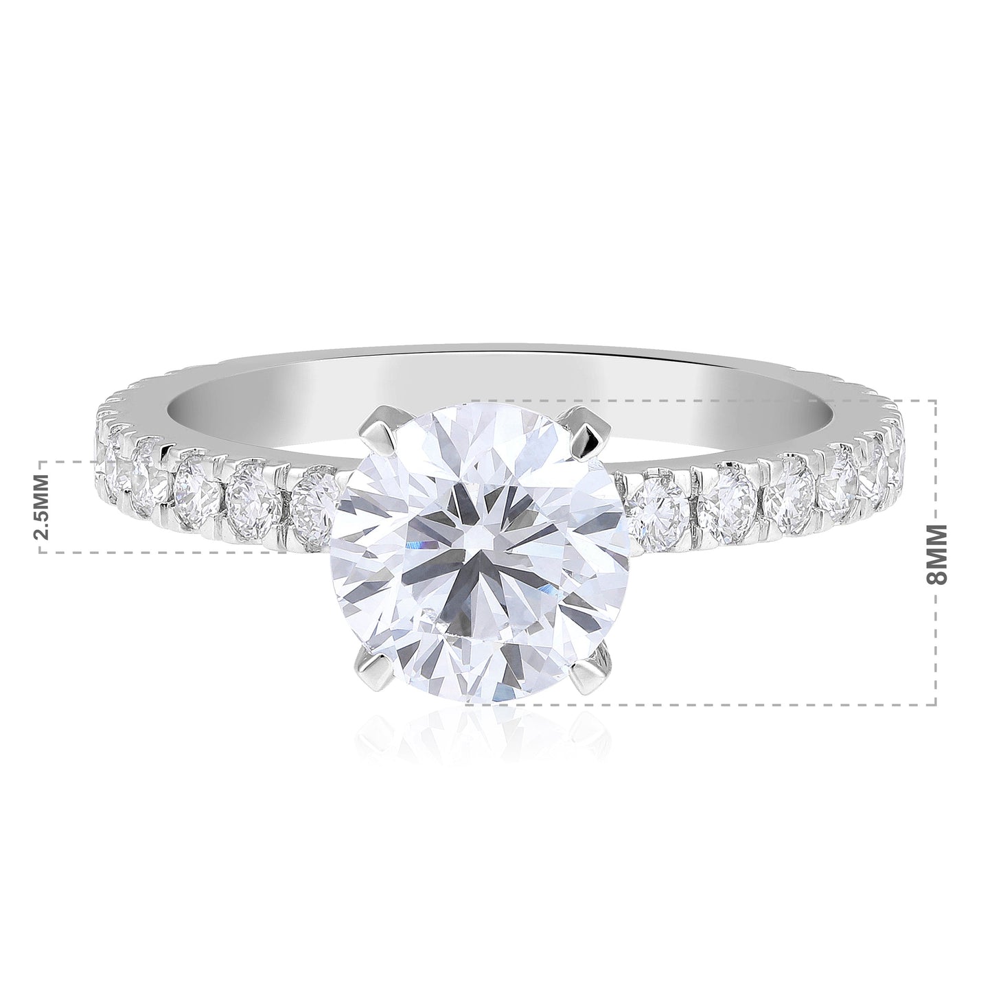 Solid Gold 2.4ct Natural Diamond Round Solitaire Halo Ring