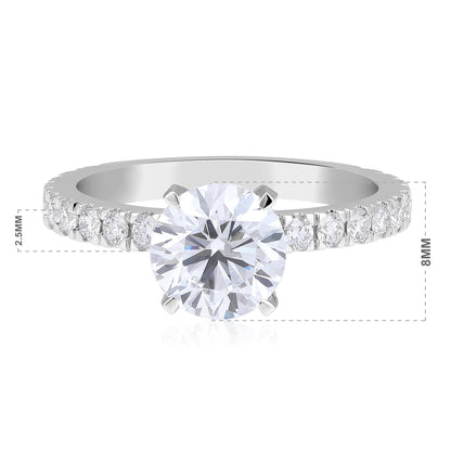 Solid Gold 2.4ct Natural Diamond Round Solitaire Halo Ring
