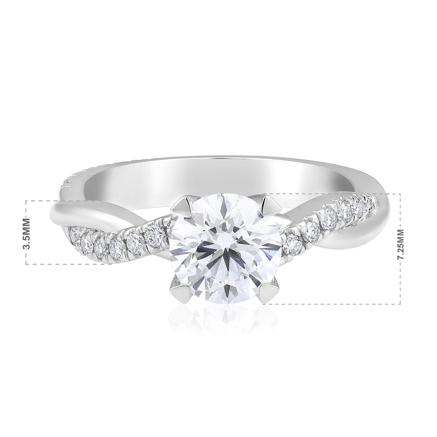 Solid Gold 2ct Natural Diamond Round Solitaire Twist Ring