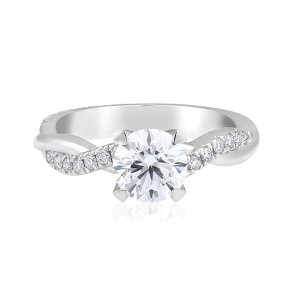 Solid Gold 2ct Natural Diamond Round Solitaire Twist Ring