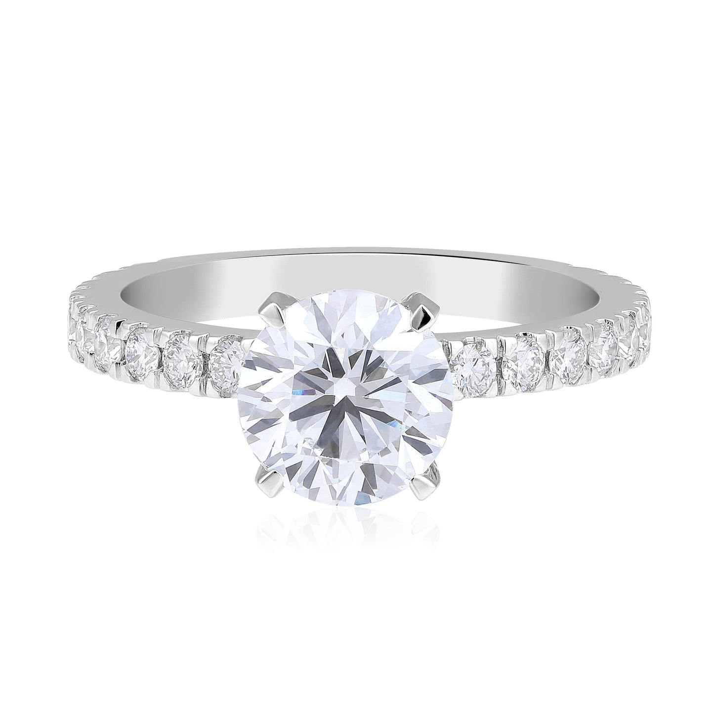 Solid Gold 2.4ct Natural Diamond Round Solitaire Halo Ring