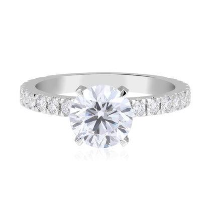 Solid Gold 2.4ct Natural Diamond Round Solitaire Halo Ring