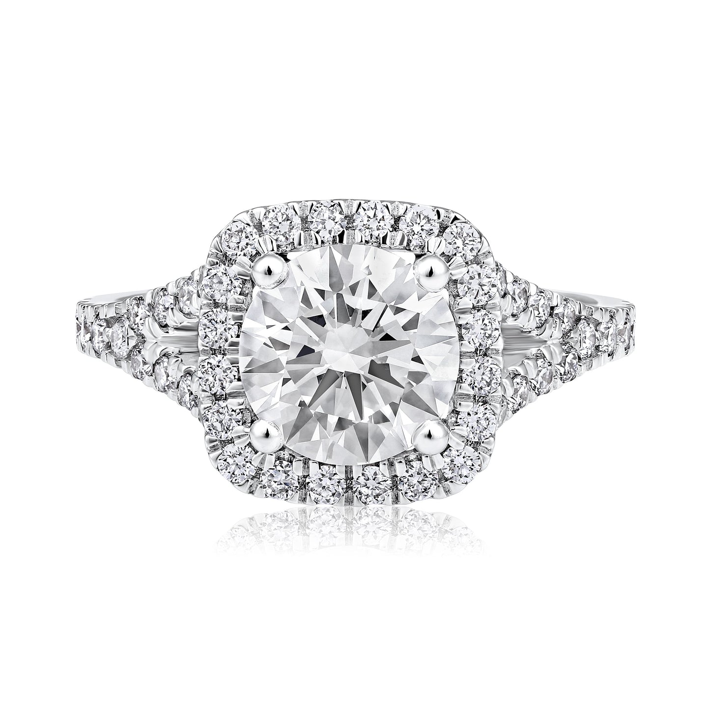 Solid Gold 2.7ct Natural Diamond Round Solitaire Halo Ring