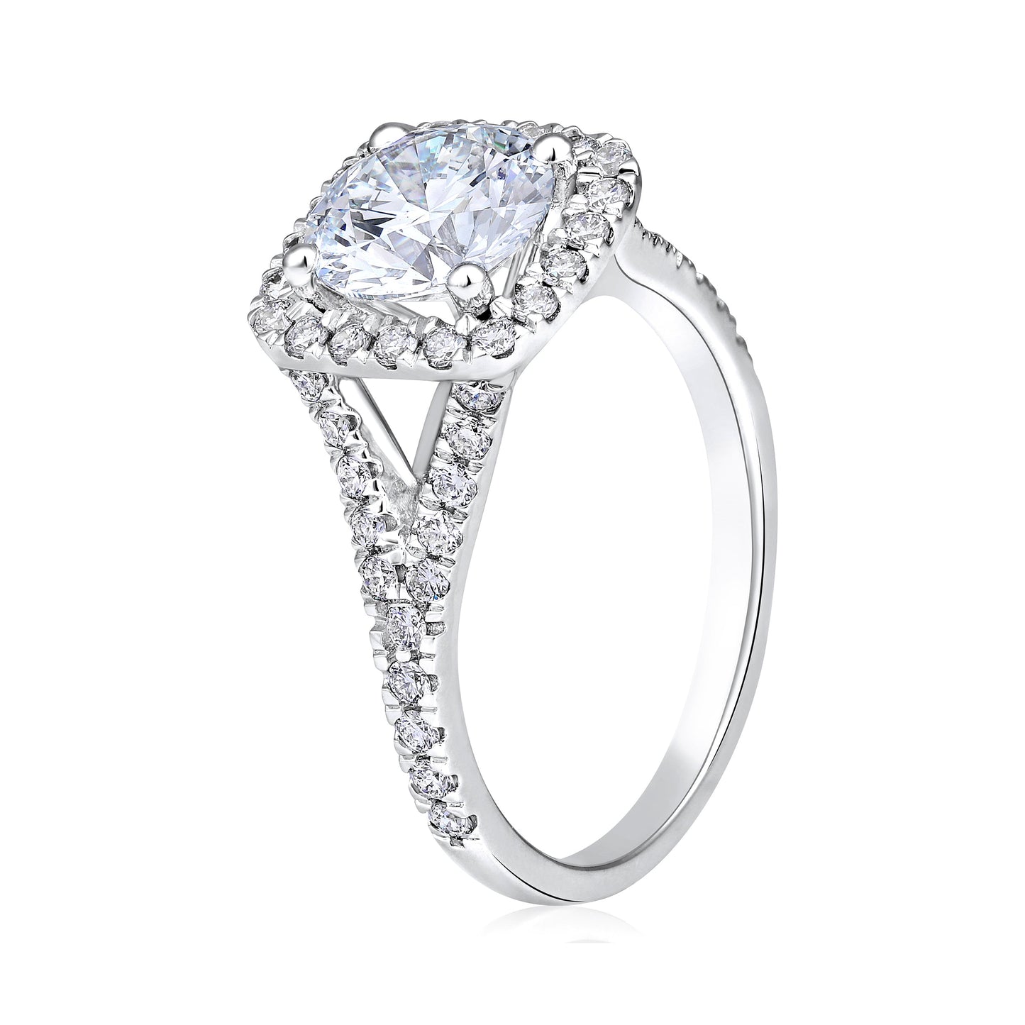 Solid Gold 2.7ct Natural Diamond Round Solitaire Halo Ring
