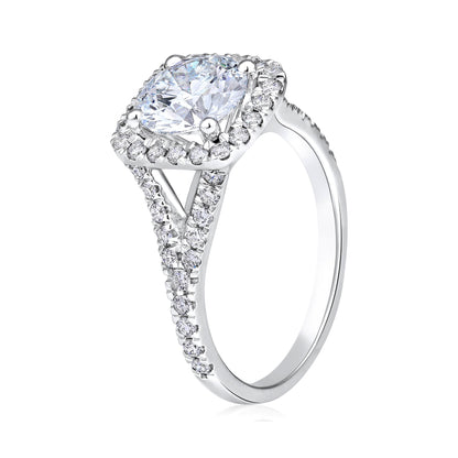 Solid Gold 2.7ct Natural Diamond Round Solitaire Halo Ring