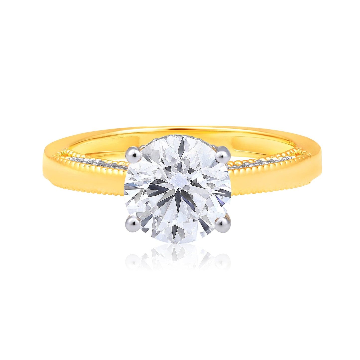 Solid Gold 2.24ct Natural Diamond Round Solitaire Hidden Ring