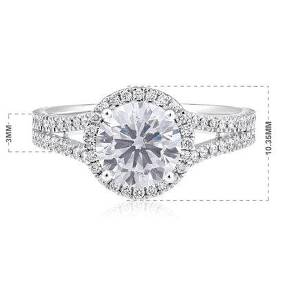 Solid Gold 2.9ct Natural Diamond Round Solitaire Side Ring