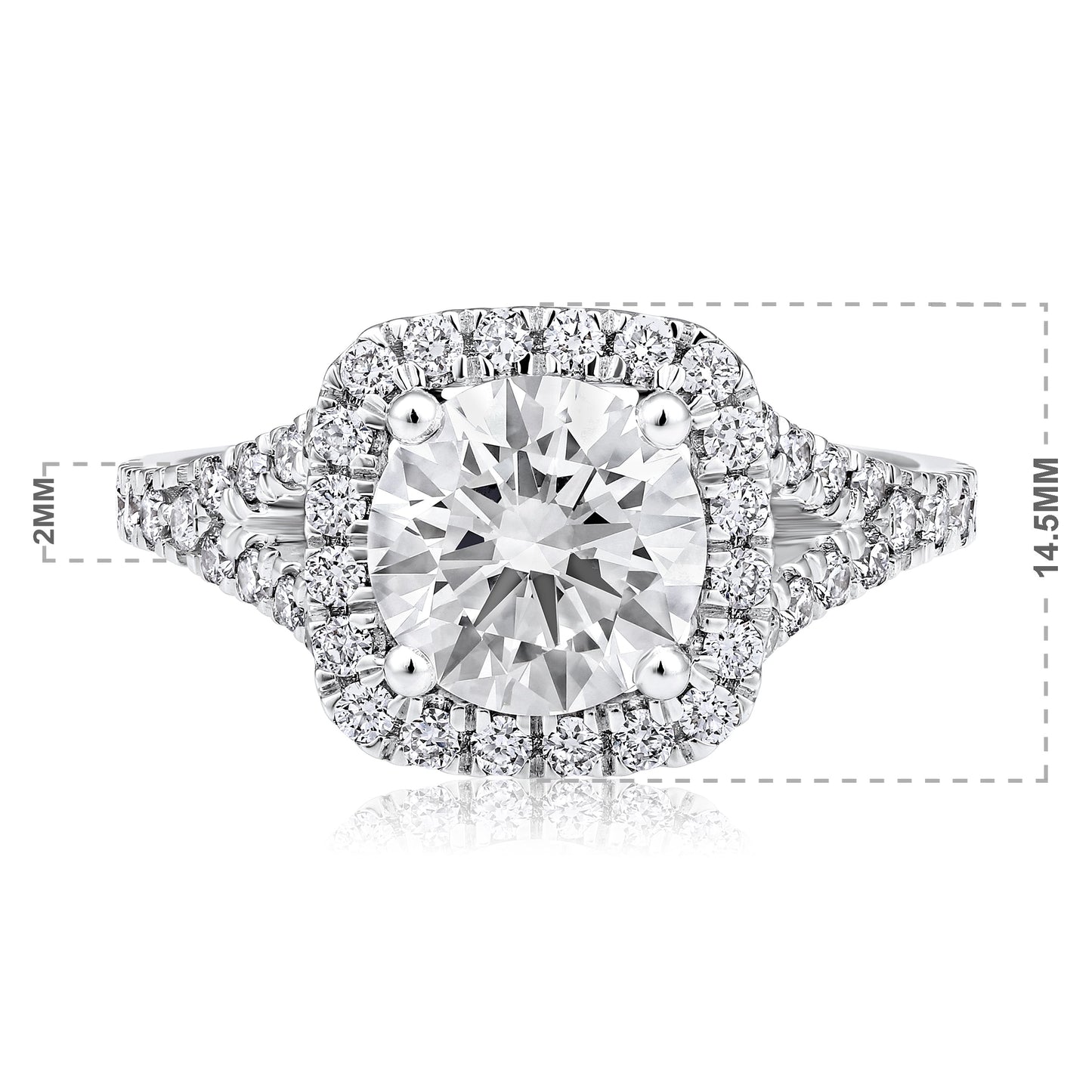 Solid Gold 2.7ct Natural Diamond Round Solitaire Halo Ring