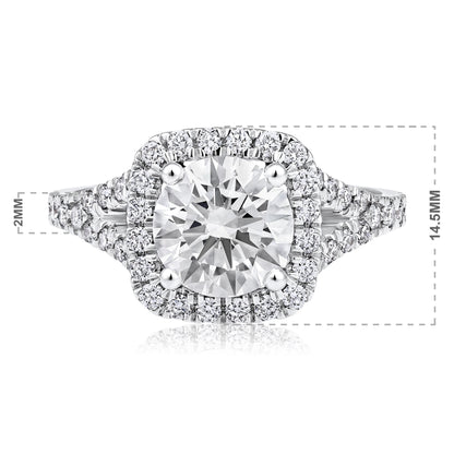 Solid Gold 2.7ct Natural Diamond Round Solitaire Halo Ring